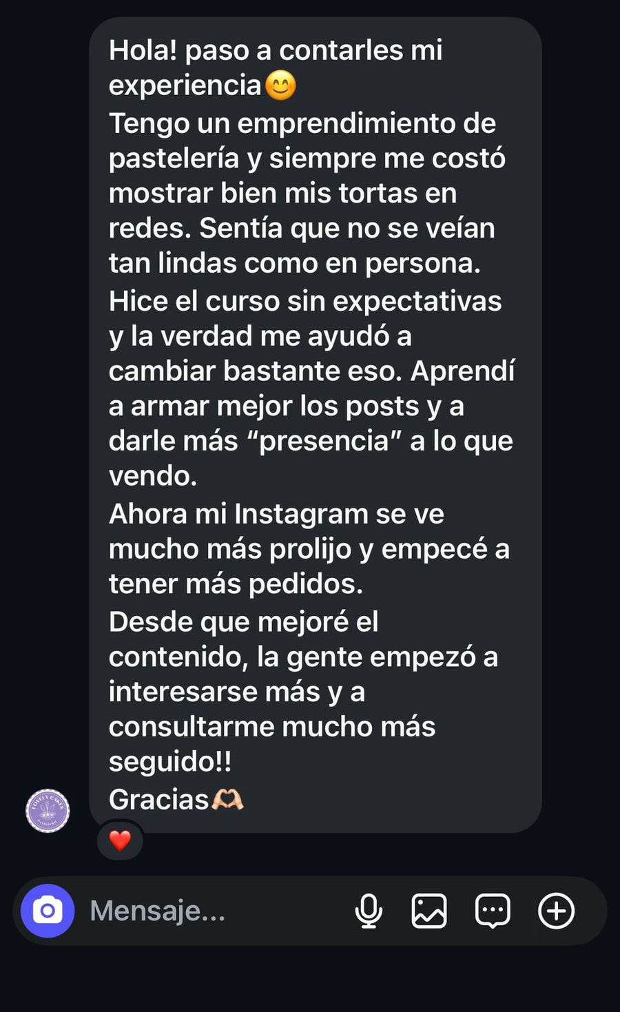Mensaje de cliente
